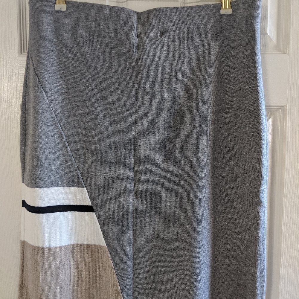 Calvin Klein Knit Stretch Skirt, Grey/White/Tan/Black, Size XL, NWT